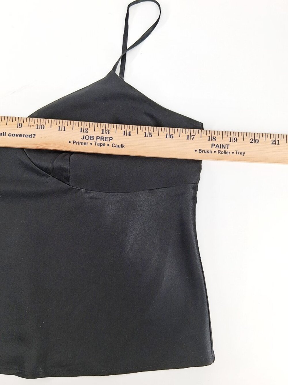 100% Silk Satin Black Camisole V Neck Adjustable Spaghetti Strap Tank Top - Picture 9 of 9